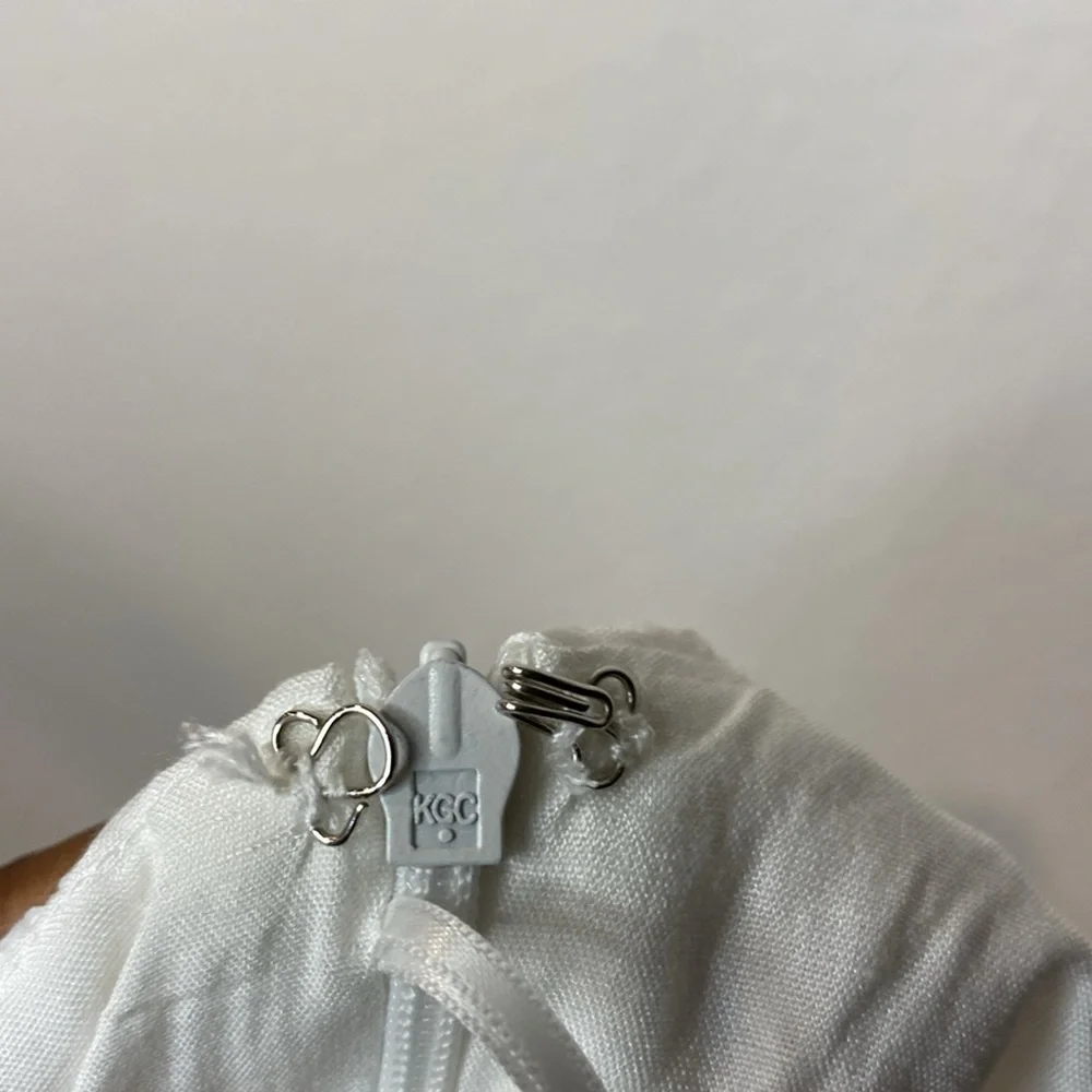 TCEC White Eyelet Halter Mini Women's Dress L - Picture 5 of 11